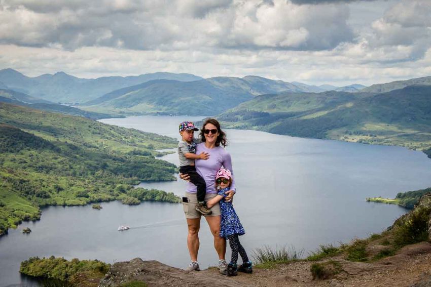 Family overlooking Ben, Aan, the Trossachs